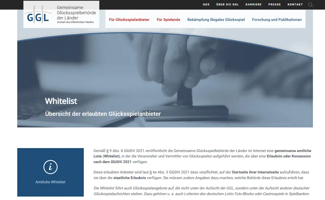 Amtliche GGL-Whitelist bei der Suche nach Goldzino und Eventa